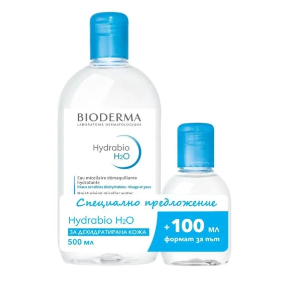 Bioderma hydrabio H2O мицеларна вода за дехидратирана кожа 500 мл +100 мл промо комплект - Снимка 2 от 2