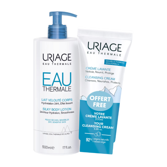 Uriage Eau thermale лосион за суха и чувствителна кожа 500мл+crem lavante измиващ крем 200мл