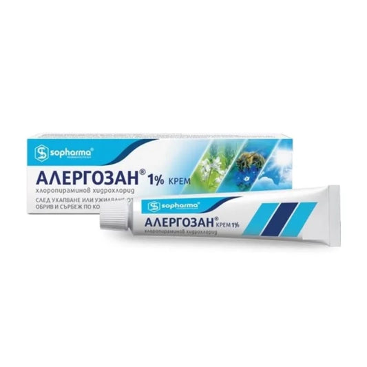 ALLERGOSAN Алергозан 1% крем при ухапване от насекоми, контактен дерматит х60г